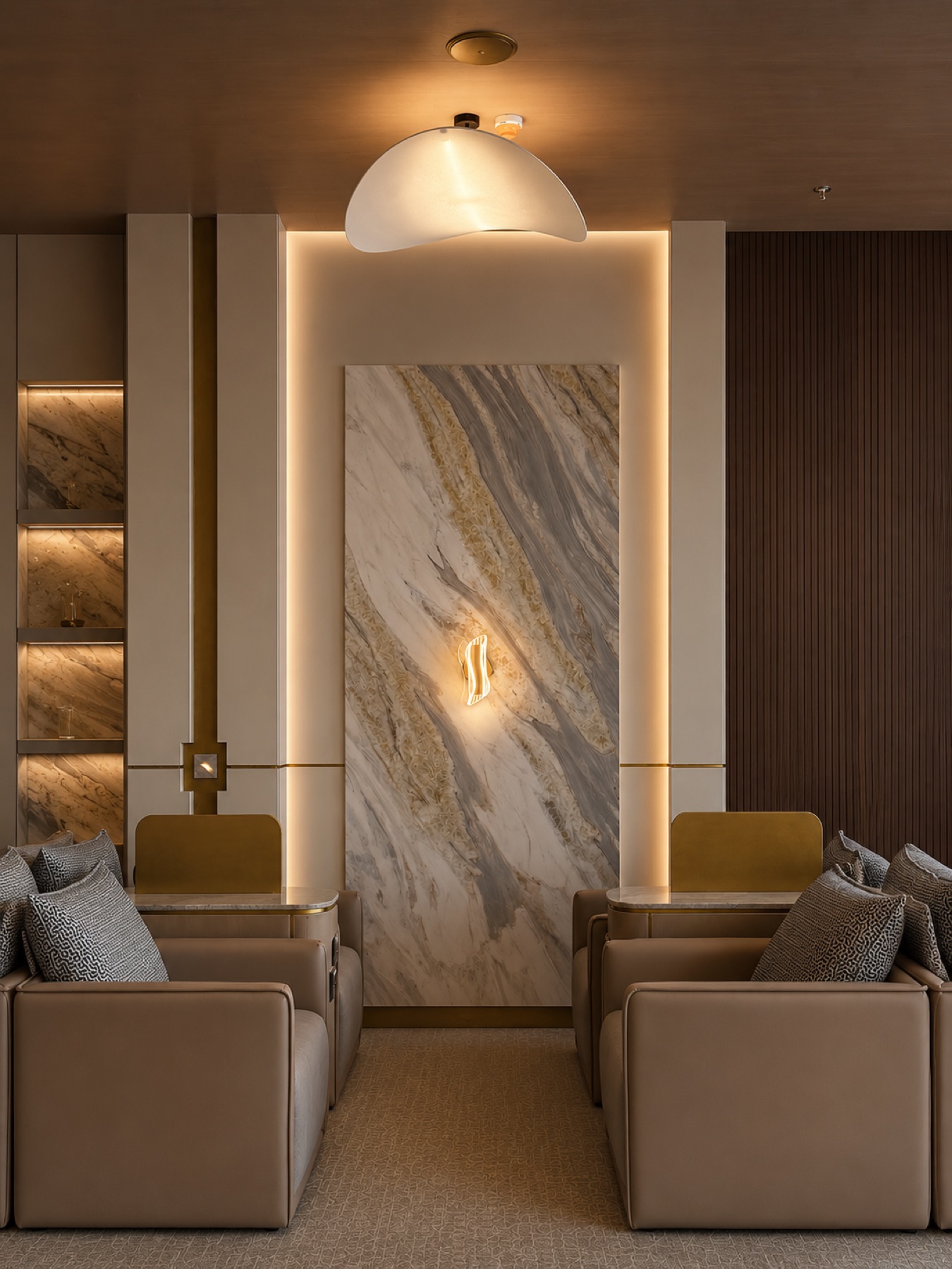 Marble niche with warm accent lighting